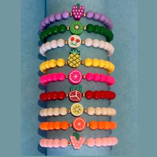 Kit 8 Pulseiras Miçanga Frutas Patas Coração Flores Estrelas Mix Infantil Criança em Oferta na Shopee