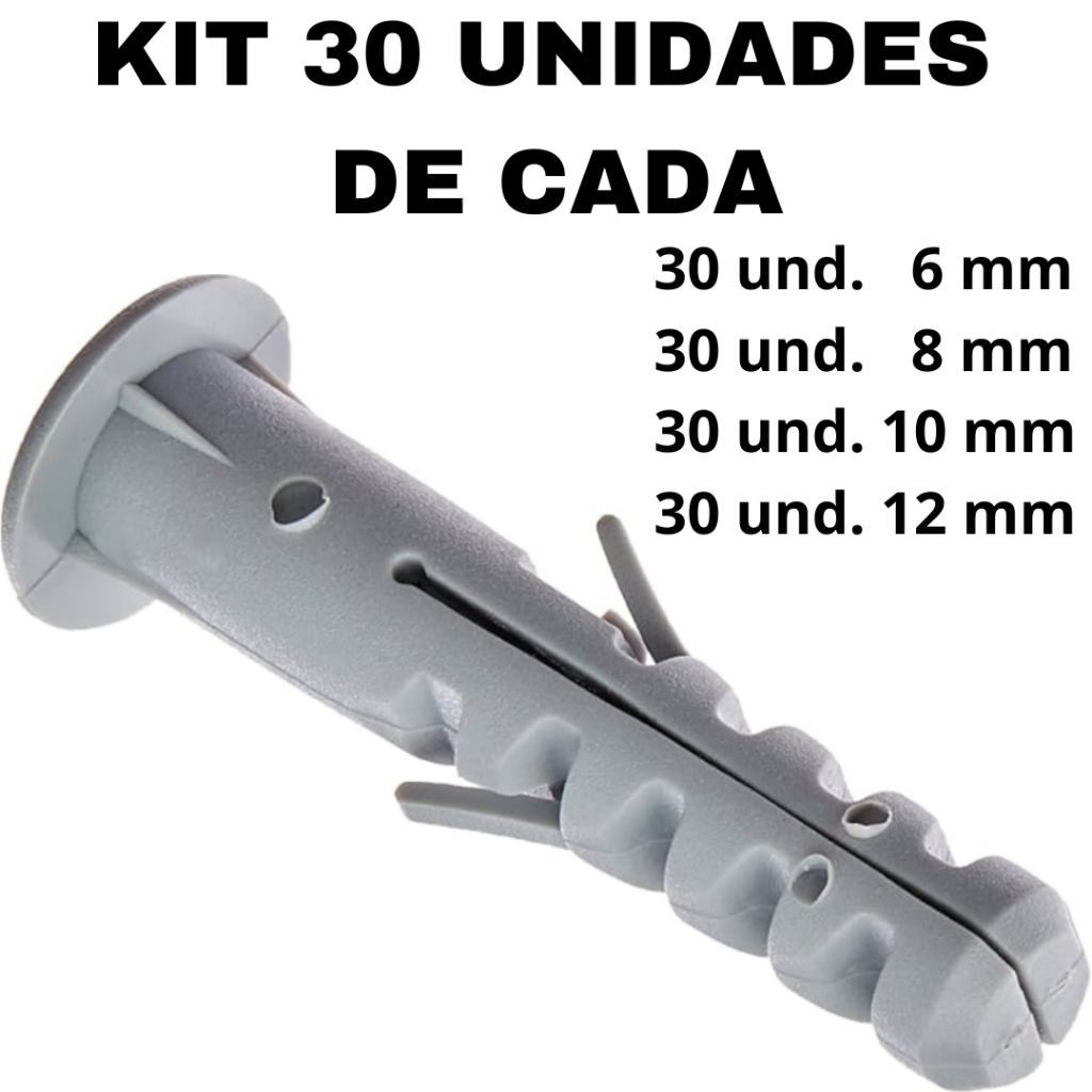 Kit Bucha Construção com Anel para Fixação Parafuso 6, 8, 10 e 12