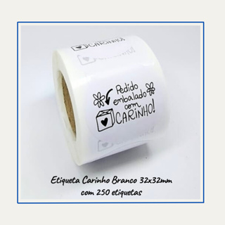 250 Etiquetas Adesivas Pedido Embalado Com Carinho Branco em Oferta na Shopee