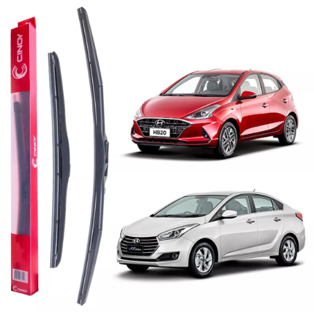Par Palheta HB20 Hatch e Sedan Hyundai HB 20 Limpador Parabrisa Dianteira Paleta Cinoy 2013 a 2021