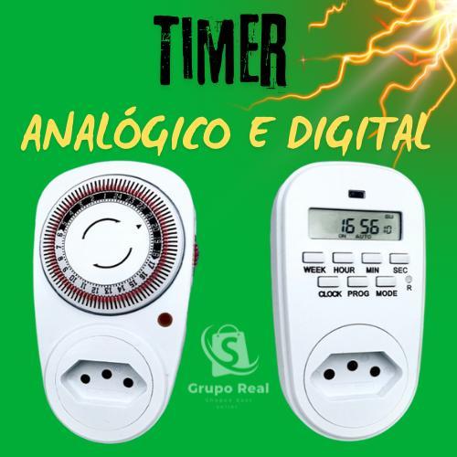 Timer Digital e Analógico Programável Bivolt -Controle o tempo de motores, Aquecedores, Equipamentos
