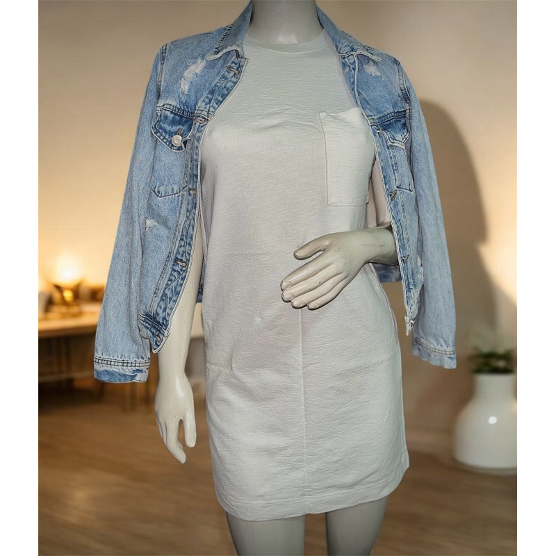 Vestido Branco básico manga curta em malha - Hering