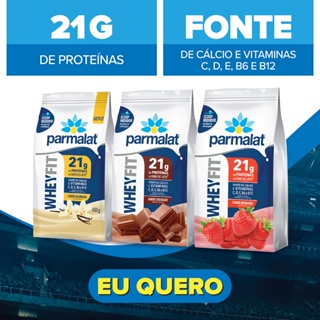 Whey Fit Vitaminas Parmalat Pré Pós Treino 450gr Proteina 21gr Sabores Chocolate Morango Baunilha em Oferta na Shopee