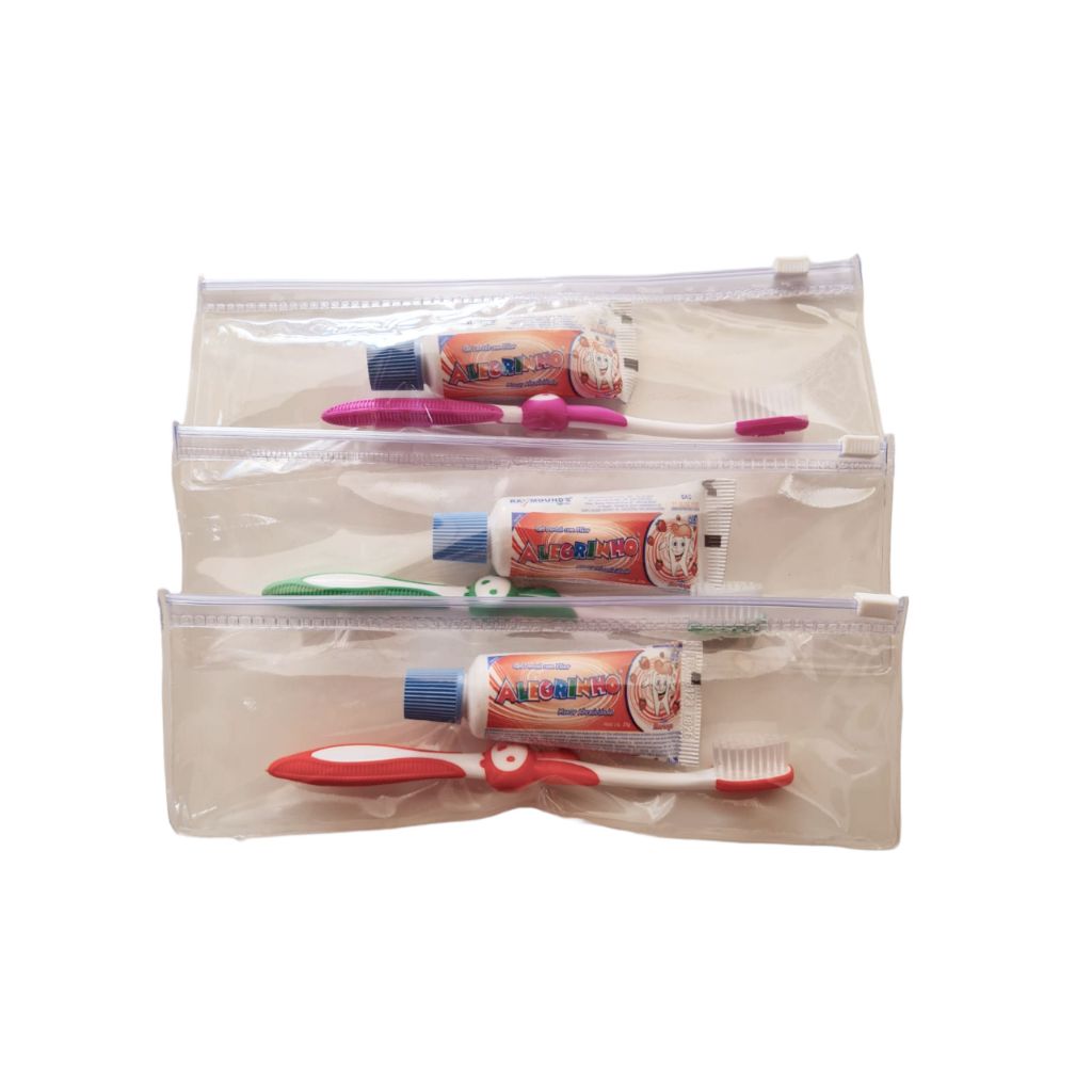 Kit de higiene bucal infantil com escova infantil rabbit (10 kits)