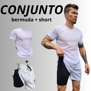 Conjunto Academia Masculino Short 2 Em 1 + Camiseta Dry Fit Masculino em Oferta na Shopee