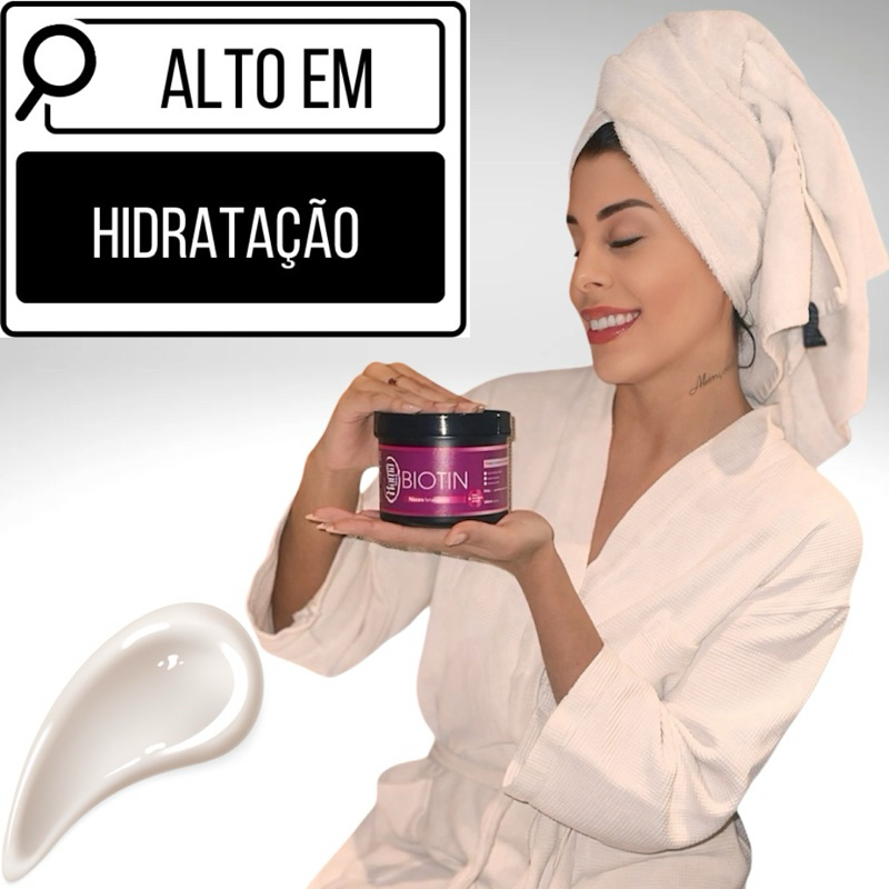 Hidratação nutrição e reconstrução máscara Biotin 500ml brilho e maciez