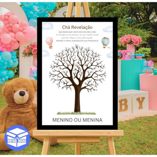 Quadro Decorativo Recepção Chá Revelação Árvore Digitais Personalizado Chá Balões em Oferta na Shopee