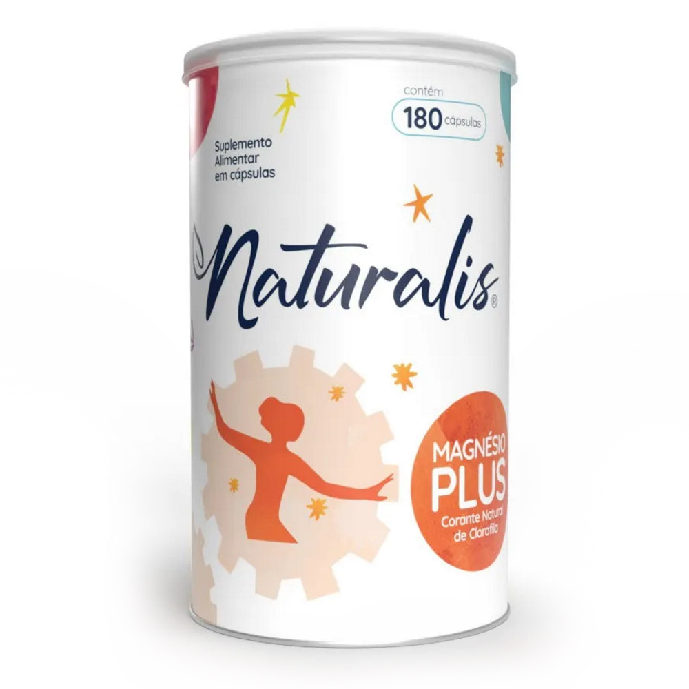 Magnésio Plus Naturalis 180 Cápsulas Bisglicinato de Magnésio Vitamina e Minerais