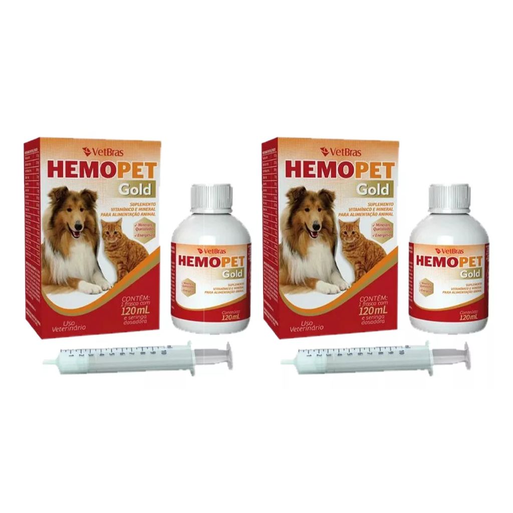 2unidades Suplemento Vitaminico Hemopet Gold 120ml Hemolitan