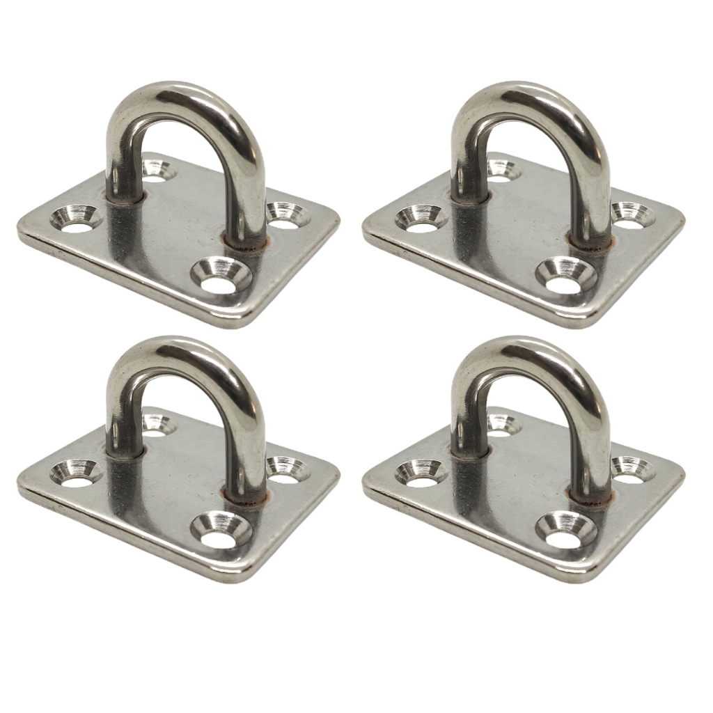 Kit 4 Olhal Aço Inox 304 Suporte Base Quadrada Barco Ø6mm Cap 250kg em Oferta na Shopee