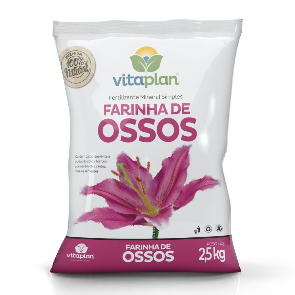 2,5kg Farinha de Ossos para Plantas Adubo Fertilizante Organico Jardinagem