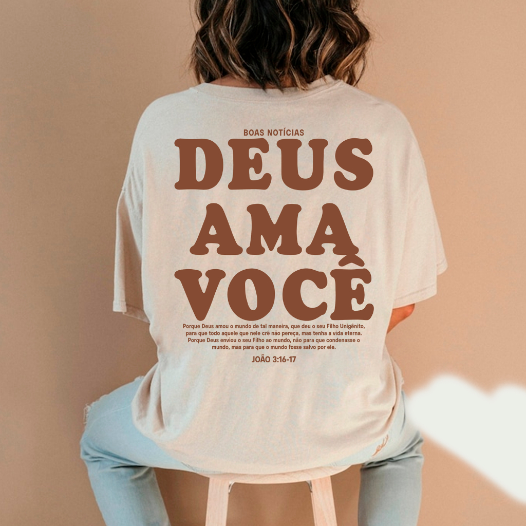 Camiseta Oversized ou Básica Unissex Algodão Moda Gospel Evangélica Estampada Feminino E masculino