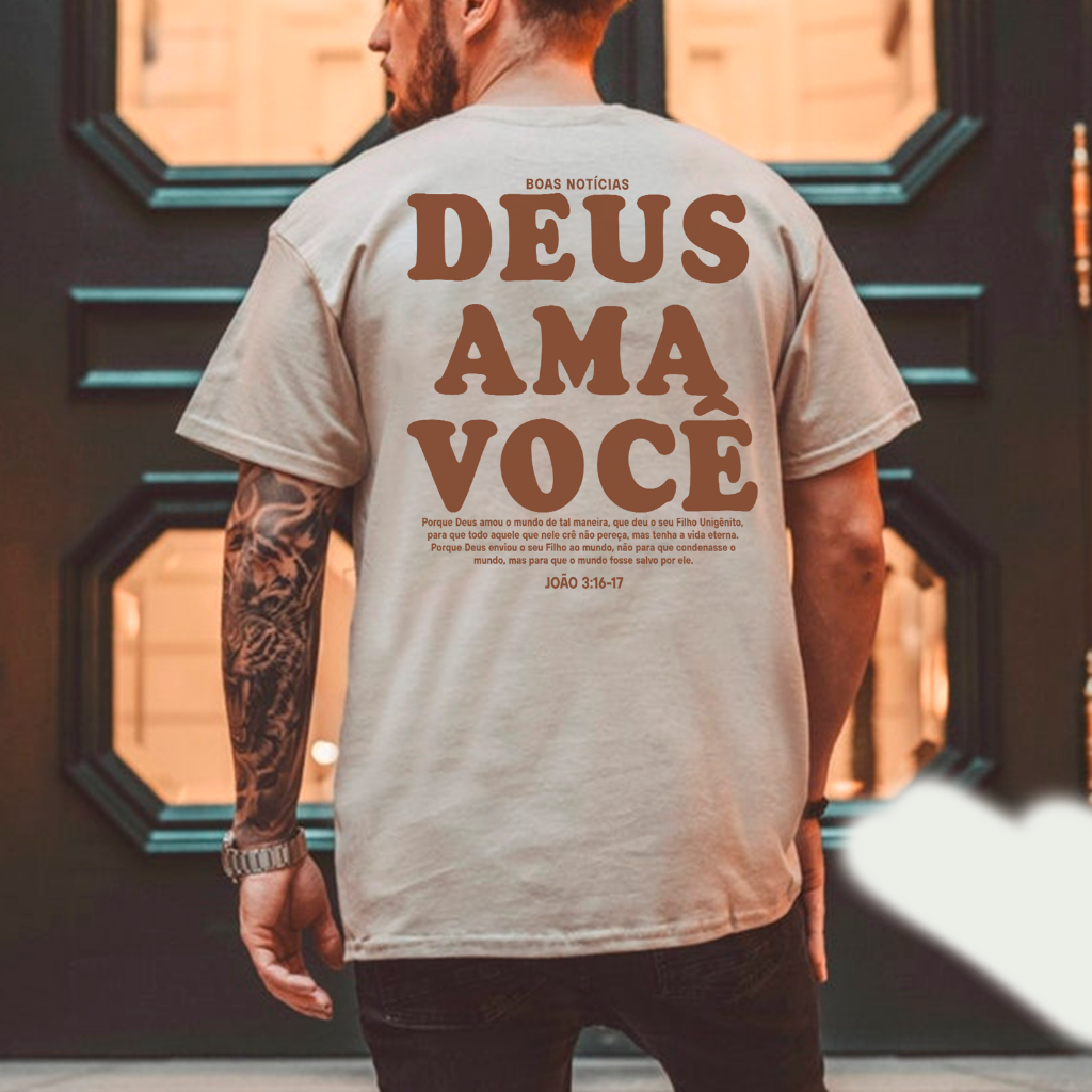 Camiseta Oversized ou Básica Unissex Algodão Moda Gospel Evangélica Estampada Frase Feminino E masculino