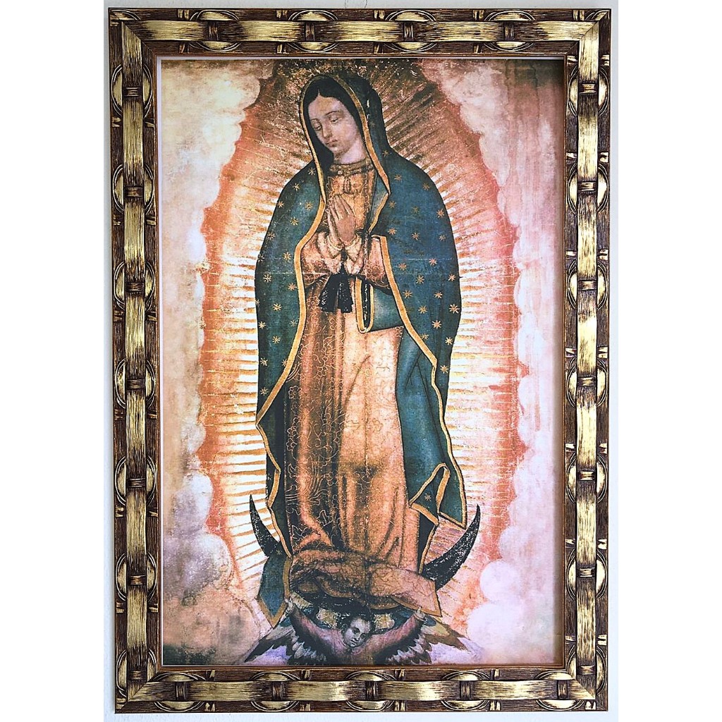 Quadro com moldura 47cm x 67cm Nossa Senhora de Guadalupe em Oferta na Shopee