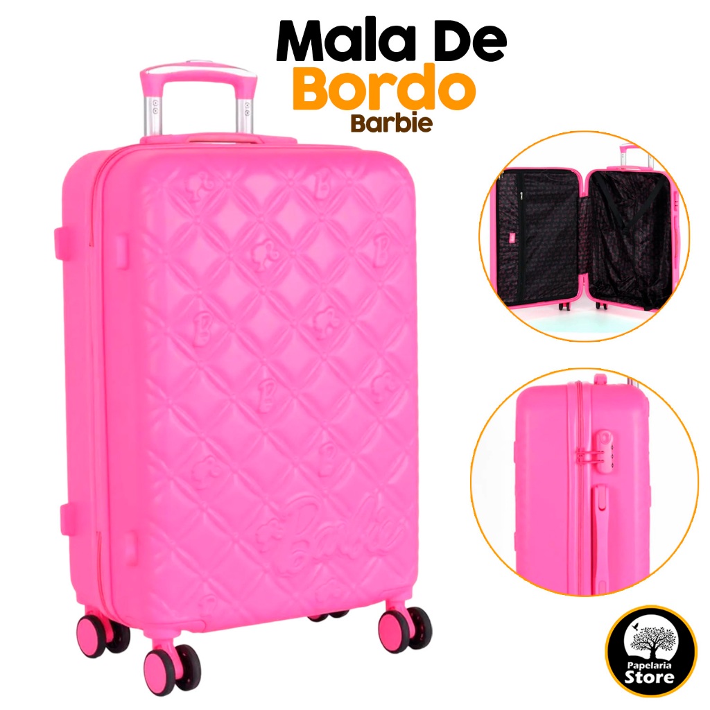 Mala Barbie Rosa de Bordo Grande Para Viagem Com Trava Luxcel