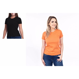 Kit 2 Camiseta t shirt feminina material 100% algodão em Oferta na Shopee