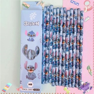 Kit 12 Lápis Preto HB Stitch Desenho Caligrafia Escolar Fofo em Oferta na Shopee