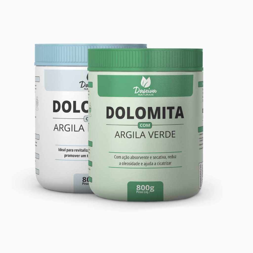 Kit Máscaras de Porcelana (Dolomita com Argila Branca e Verde 800g no pote cada) Daseiva Naturais