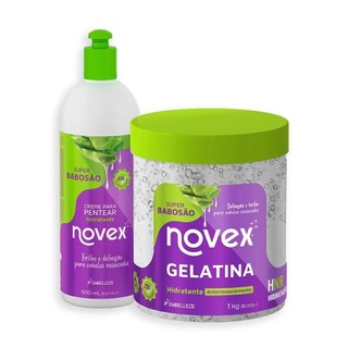 Kit Novex Super Babosão Gelatina 1KG + Creme Para Pentear 500G em Oferta na Shopee