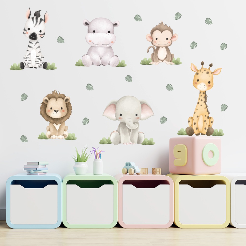 Adesivo de Parede Infantil Safari Animais Quarto Menino Menina - 421ir em Oferta na Shopee