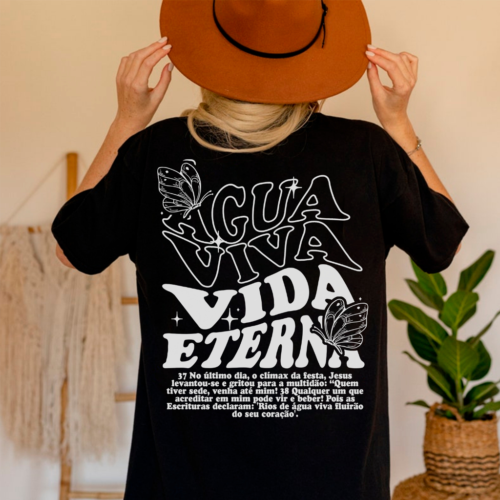 Camiseta Oversized ou Casual Unissex Algodão Moda Gospel Estampa Evangélica Feminino e Masculino