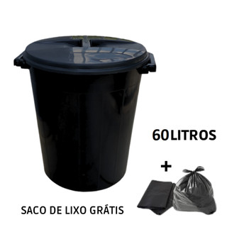 Lixeira 60 Litros com tampa grande Lixão Balde - Plasconex em Oferta na Shopee