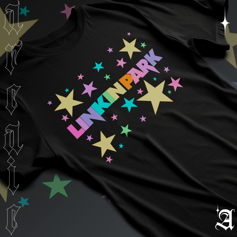 Camiseta Basica Algodao Linkin Park Fofo Colorido Stars Night Cute Banda De Rock Tee Unissex