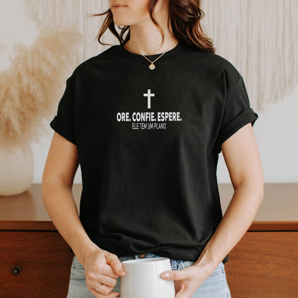 Camiseta t-shirt ou oversized Unissex Algodão Moda Cristã Estampada Evangelica Gospel 100% Algodão