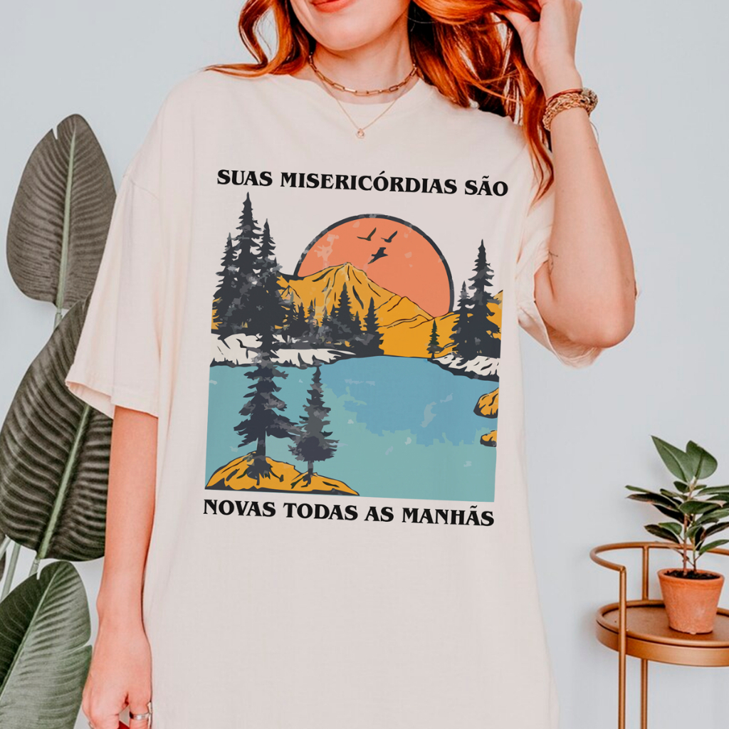 Camiseta t-shirt ou oversized Unissex Algodão Estilo Moda Gospel Cristã Estampada Feminino Masculino
