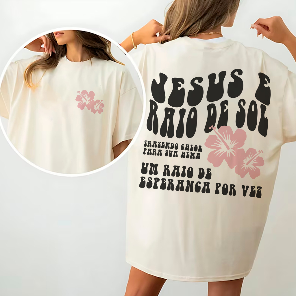 Camiseta T-shirt ou Oversized Unissex Algodão Moda Gospel Estampa Cristã Jesus Feminino e Masculino