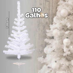 Arvore Natal Branca 120cm 110 Galhos Decoração Pinheiro Premium Luxo