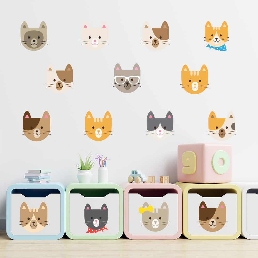 Adesivo de Parede Infantil Gatinhos Pet Shop Quarto Menino Menina - 450ir
