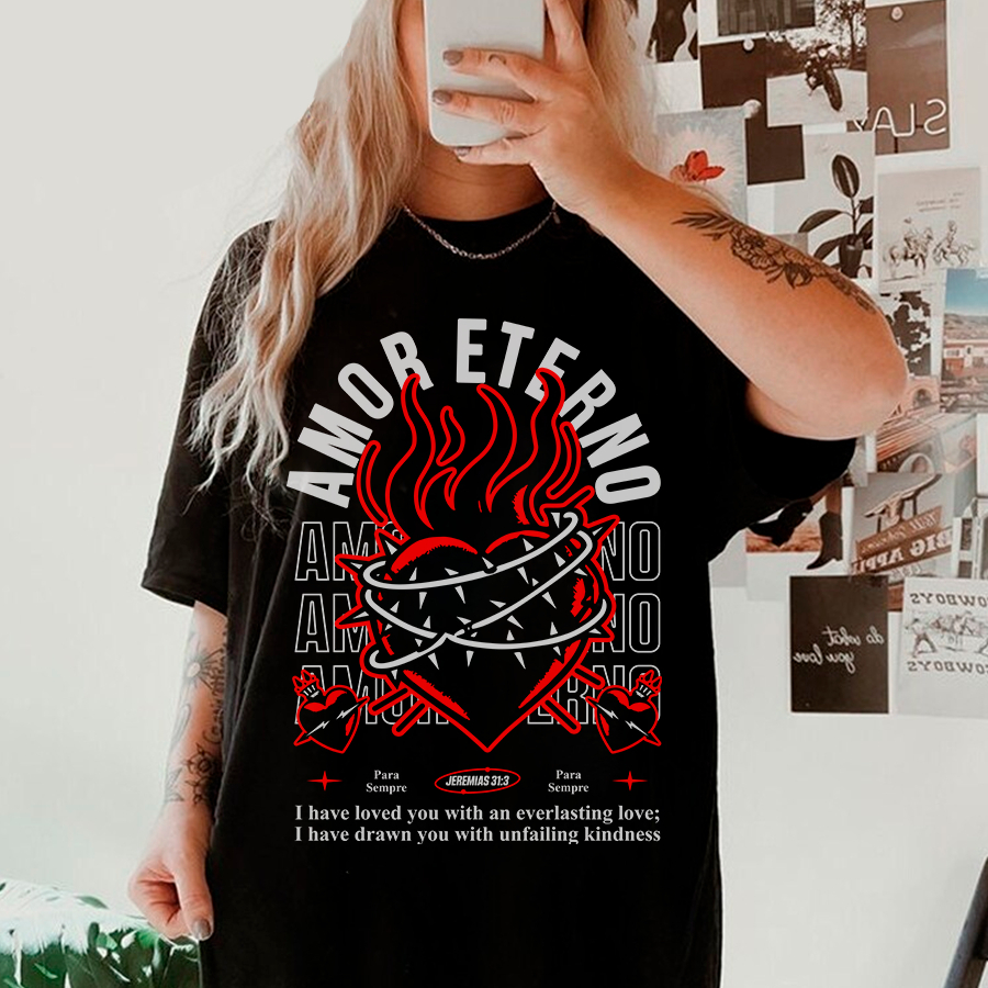 Camiseta T-shirt ou Oversized Unissex Algodão Estampa Moda Gospel Cristã Feminino e Masculino