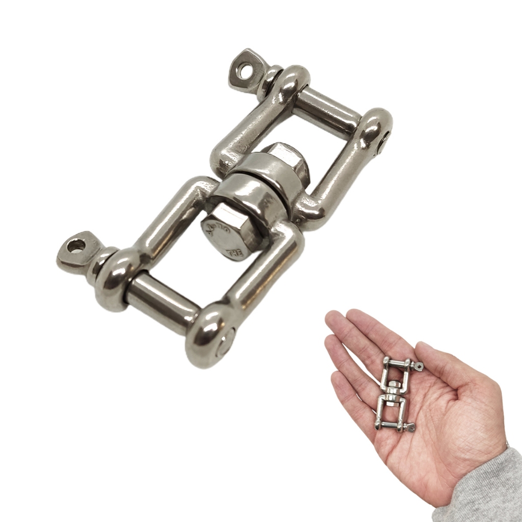 Manilha Náutica Aço Inox Giratória Dupla Destorcedor Ø6mm 6cm 300kg
