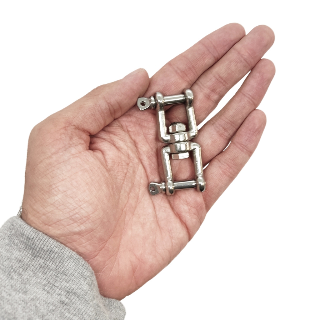 Manilha Náutica Aço Inox Giratória Dupla Destorcedor Bitola Ø6mm 6cm 300kg
