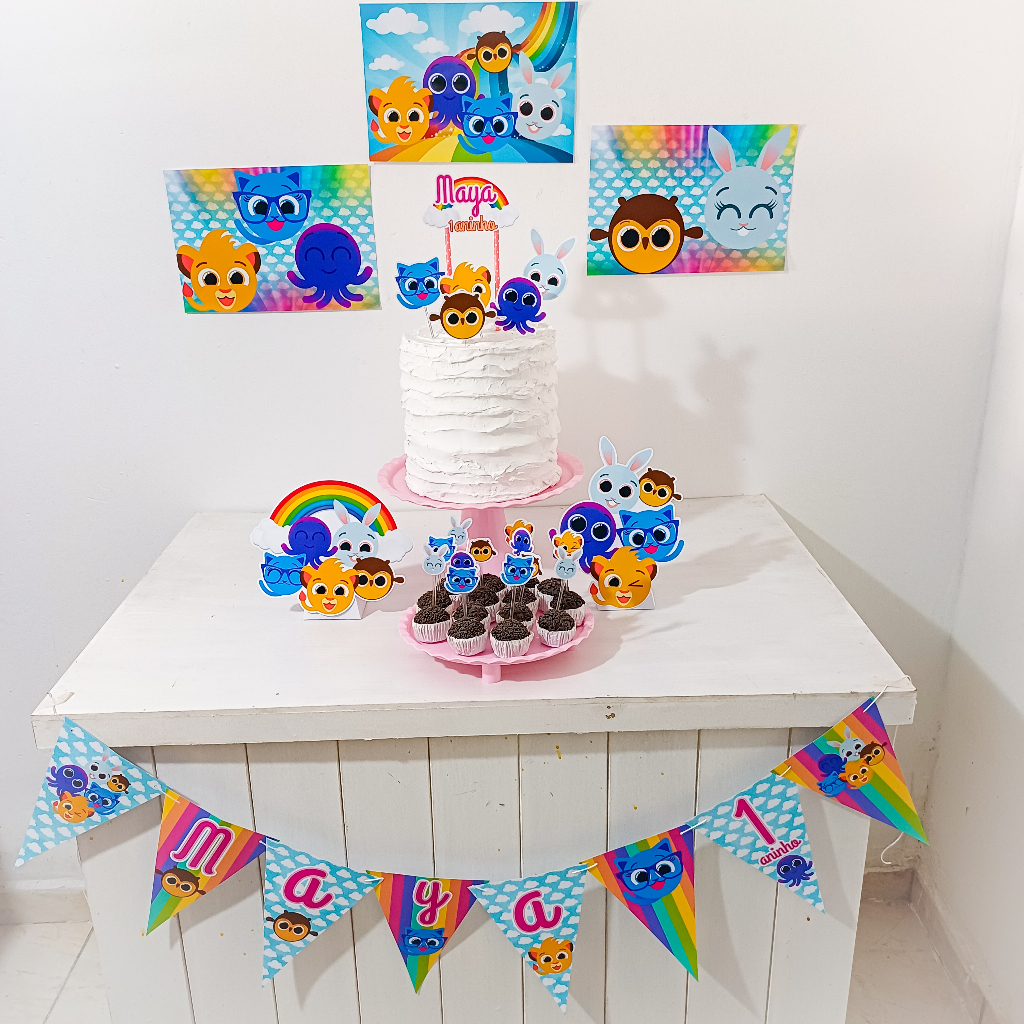 Kit Festa Bolofofos menina Personalizado Só Um Bolinho Festa em Casa Aniversário Infantil adulto Mesversário