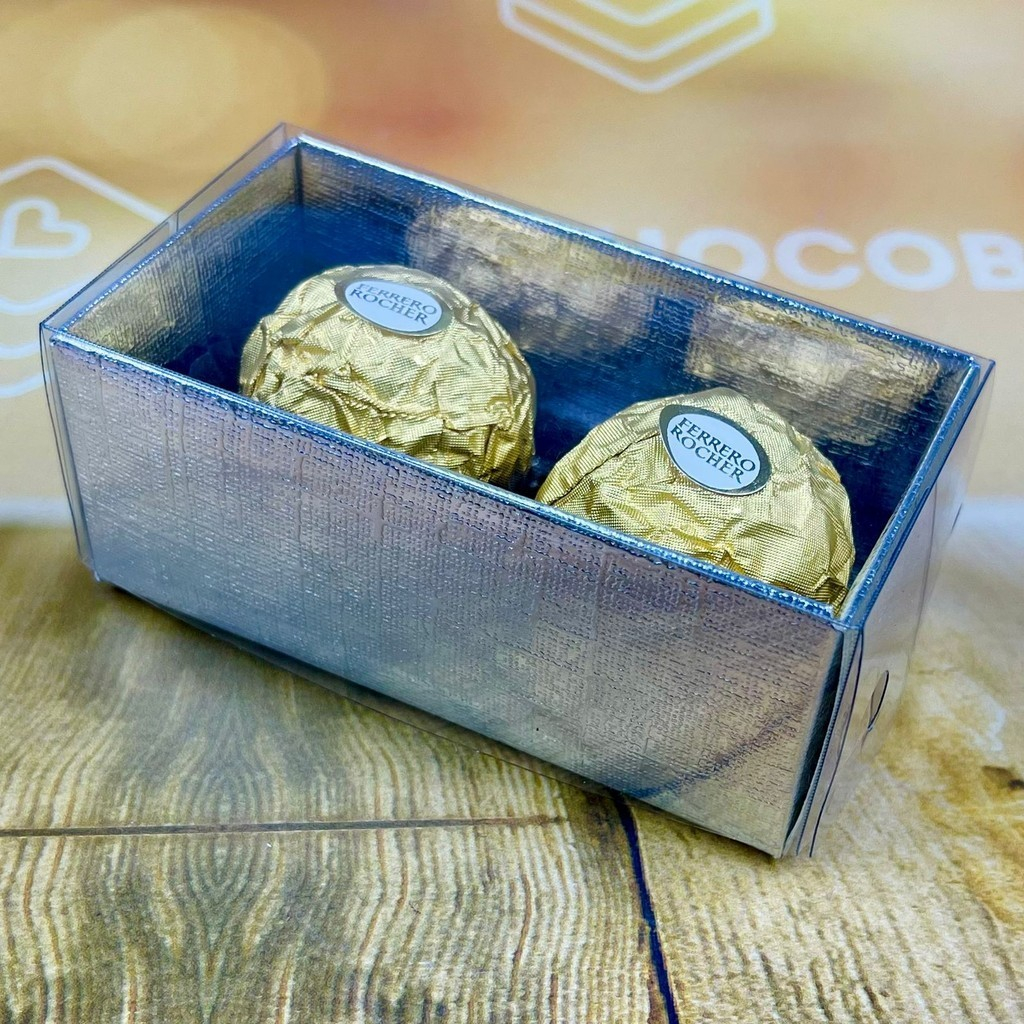 10~50 Caixa P/2 Doces Prata Textura com Visor PVC N2 ASSK