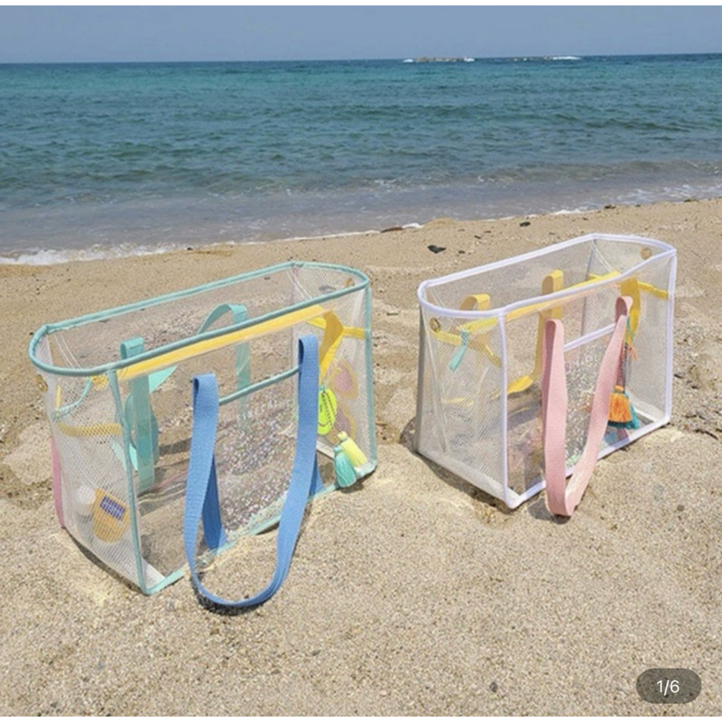Bolsa feminina de Praia Transparente Grande Impermeável em Vinil Ideal para Viagens HTB-07