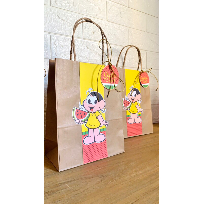 Sacolinha Bolsinha Kraft Personalizada Magali Turma da Monica | Lembrancinhas | Festa infantil | Aniversário