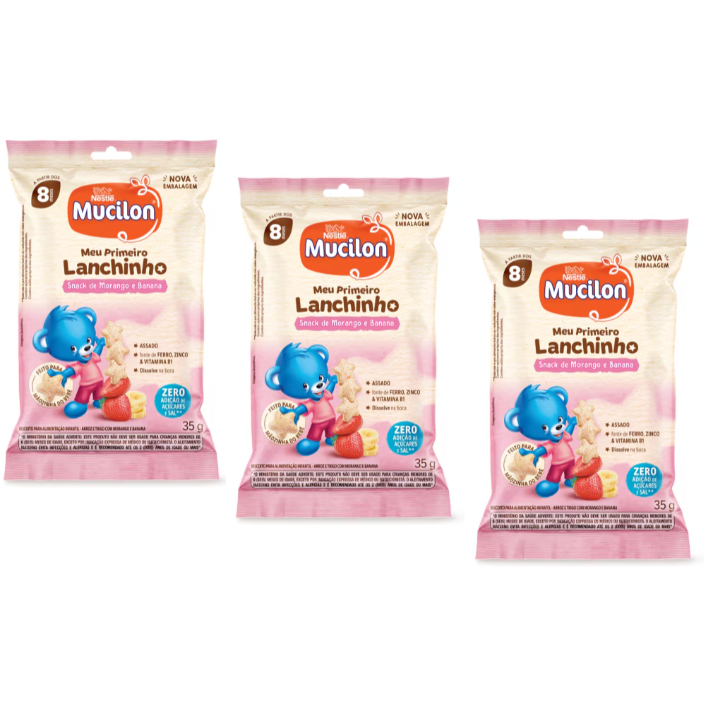 Snack Mucilon Morango e Banana unidade ou kit 35g | saudável e nutritivo em Oferta na Shopee