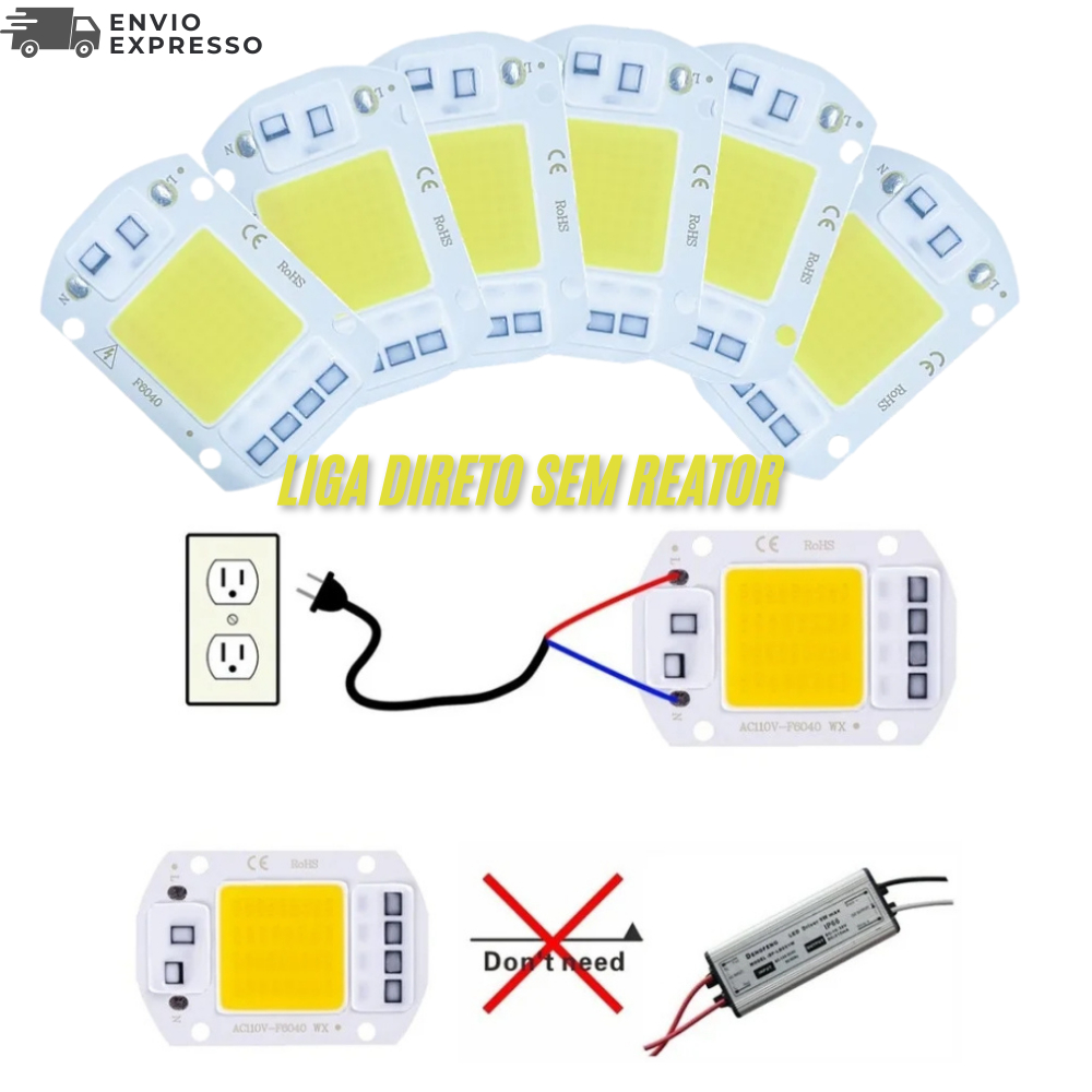 Chip Led 100w 50W 110v Ou 220v Sem Reator Luz Branco Frio Kit ate 3 Peças em Oferta na Shopee