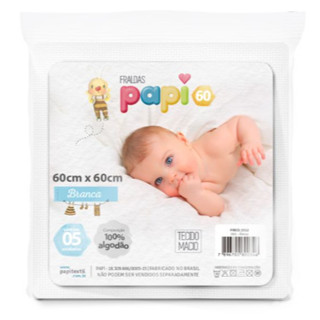 Fralda Papi 60 Branca 60Cm X 60Cm Contem 05 Un 1512 em Oferta na Shopee