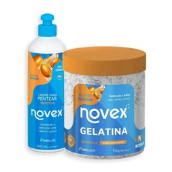 Kit Novex Óleo de Argan Gelatina 1KG + Creme Para Pentear 300G