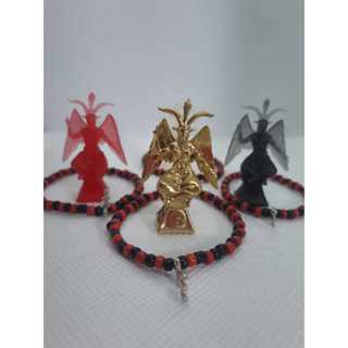 Kit Mini Estátua Belzebu Baphomet PP + pulseira em Oferta na Shopee
