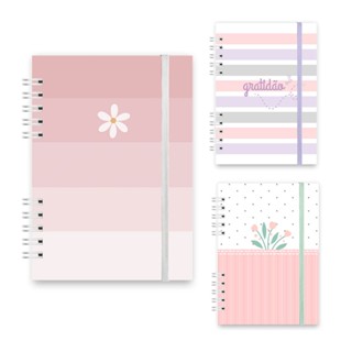 Caderno de Anotações A5 Gratidão Wire-O Elástico Pautado Escolar Capa Dura 80, 120, 200, 240 Folhas em Oferta na Shopee