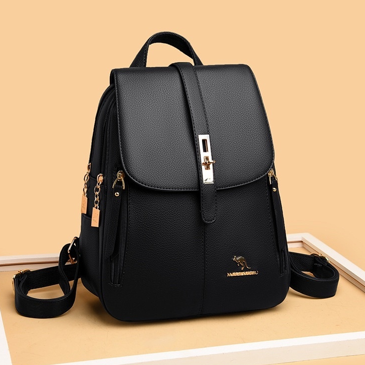 Mochila Feminina Média De Qualidade De Costas  Escolar Em Couro Sintético canguru S2318 S2...