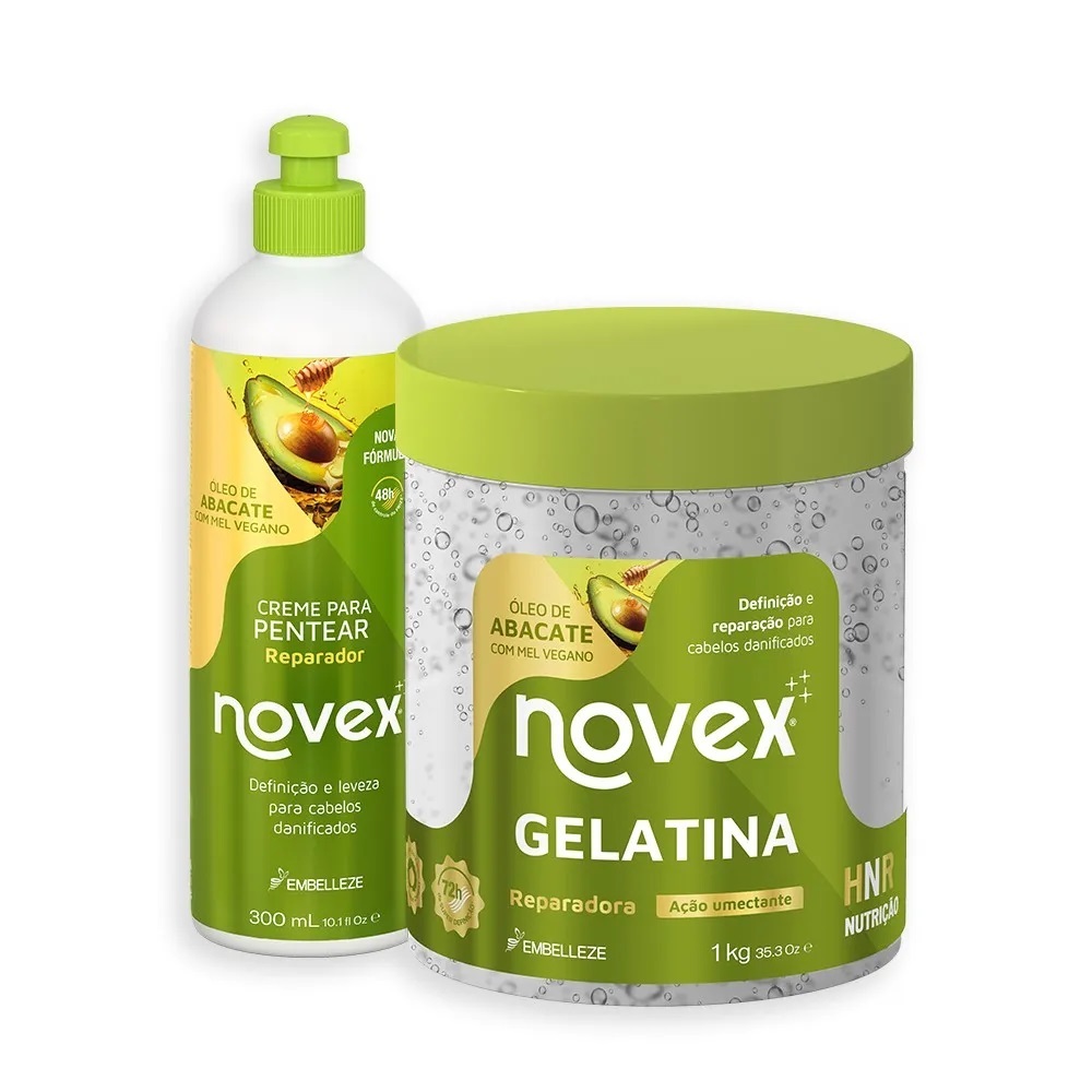 Kit Novex Óleo de Abacate Gelatina 1KG + Creme para Pentear 300G em Oferta na Shopee