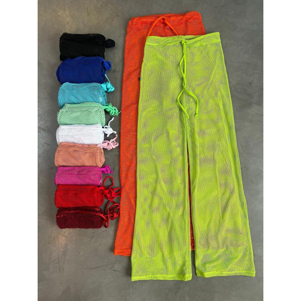 Calça tela arrastão saída de banho moda praia poliamida saida premium de praia luxo 2025