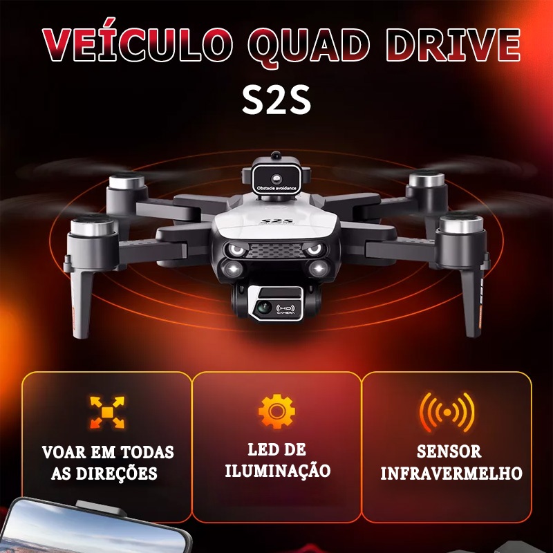 Drone S2s Profissional Câmera Hd  Motor Brushless Novo Full