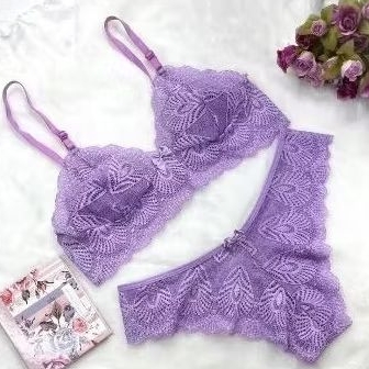Conjunto Lingerie Sem bojo  Luxo Conjunto Lingerie com Renda Langeri Calcinha + Sutiã Sutien Soutien